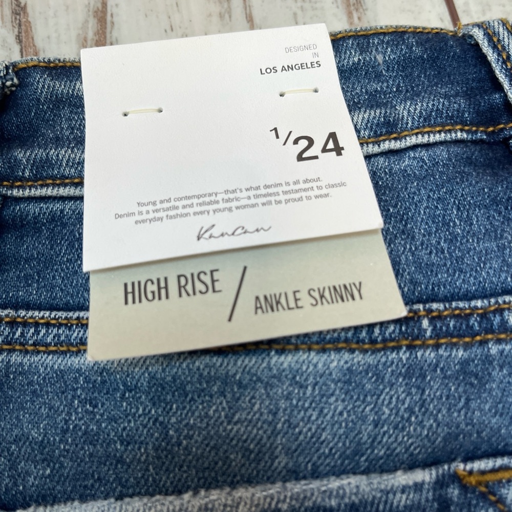 KanCan High Rise Distressed Ankle Skinny Jeans Frayed Hem Medium Wash NWT - Picture 14 of 16